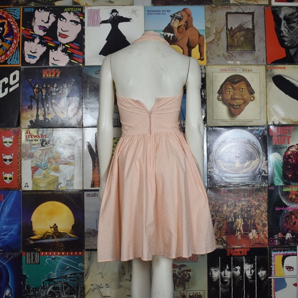 SOLD Vintage 60s Polka Dot Halter Pinup Midi Dress - Picture 5 of 8